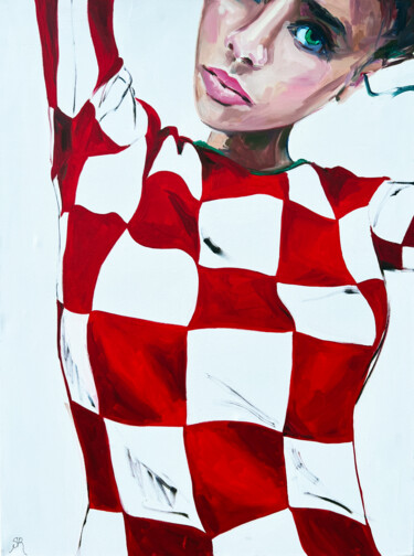 Картина под названием "Red Squere" - Sasha Robinson, Подлинное произведение искусства, Масло