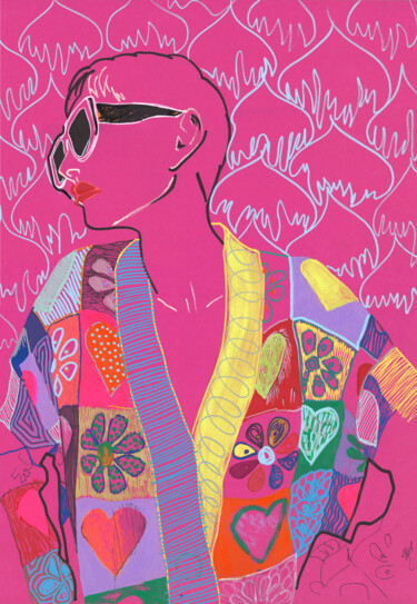 「MADE YOU PINK」というタイトルの描画 Sasha Robinsonによって, オリジナルのアートワーク, アクリル