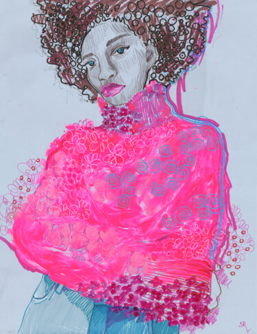 Dessin intitulée "STIFF PINK" par Sasha Robinson, Œuvre d'art originale, Acrylique