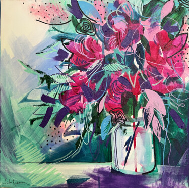 Pintura intitulada "ABSTRACT FLOWERS VE…" por Sasha Robinson, Obras de arte originais, Acrílico