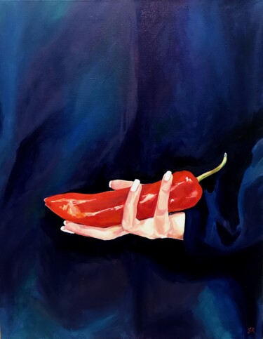 Malerei mit dem Titel "RED HOT CHILI PEPPE…" von Sasha Robinson, Original-Kunstwerk, Öl