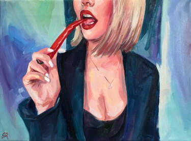 Painting titled "GIRL WITH A PEPPER…" by Sasha Robinson, Original Artwork, Oil