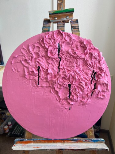 Sculpture titled "Pink and black circ…" by Sasha Robinson, Original Artwork, Wood