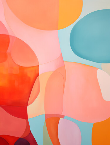 Painting titled "Orange and Cerulean…" by Sasha Robinson, Original Artwork, Digital Painting