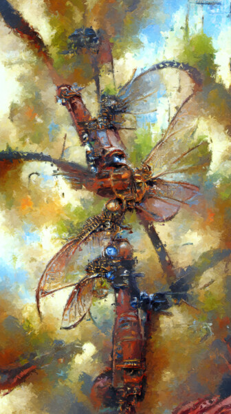 Digital Arts titled "Dragonfly" by Sasha Rzhondkovsky, Original Artwork, Digital Painting