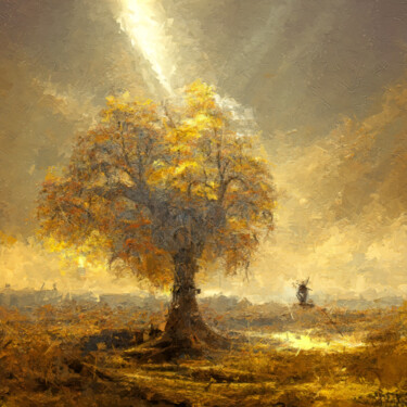 Arte digital titulada "Sacred Tree" por Sasha Rzhondkovsky, Obra de arte original, Pintura Digital