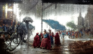Arte digitale intitolato "Rain outdoor in big…" da Sasha Rzhondkovsky, Opera d'arte originale, Pittura digitale