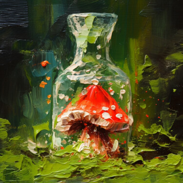 Schilderij getiteld "Red Mushroom and a…" door Sasha Savona, Origineel Kunstwerk, Acryl