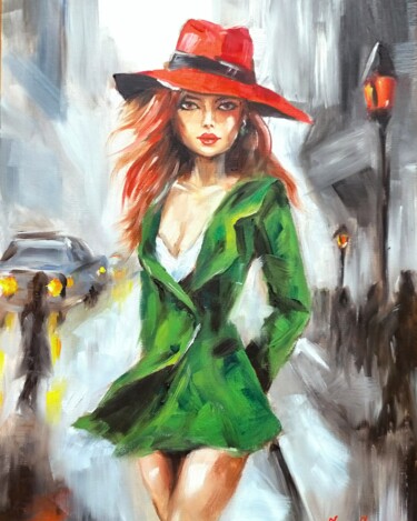 Painting titled "Somewhere in Europe" by Sasha Savona, Original Artwork, Oil Mounted on Cardboard