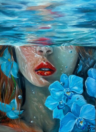 Painting titled "Reflections" by Sasha Savona, Original Artwork, Oil Mounted on Wood Stretcher frame