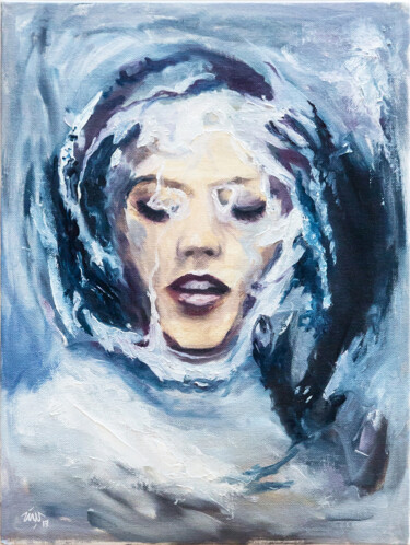 Painting titled "Depth" by Sasha Snegir, Original Artwork, Oil Mounted on Cardboard
