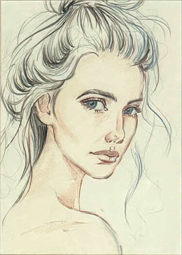 Desenho intitulada "Gentle" por Sasha Snegir, Obras de arte originais, Lápis