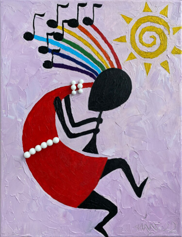 Painting titled "The Rainbow Spirit…" by Sasha Snegir, Original Artwork, Oil Mounted on Wood Stretcher frame