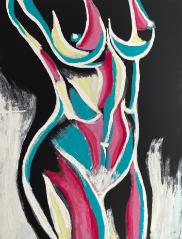 Картина под названием "Pastel Nude" - Nezabyvaemo, Подлинное произведение искусства, Акрил