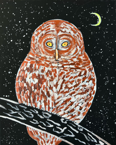 Painting titled "Night Owl" by Nezabyvaemo, Original Artwork, Acrylic