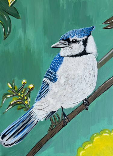 Картина под названием "Blue Jay" - Nezabyvaemo, Подлинное произведение искусства, Акрил
