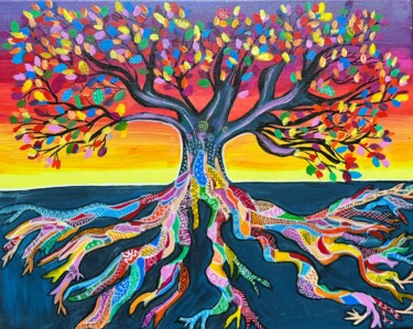 Painting titled "Tree of Culture" by Nezabyvaemo, Original Artwork, Acrylic