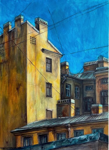 Peinture intitulée "Shabby backyard in…" par Aleksandra Podosinovik, Œuvre d'art originale, Acrylique