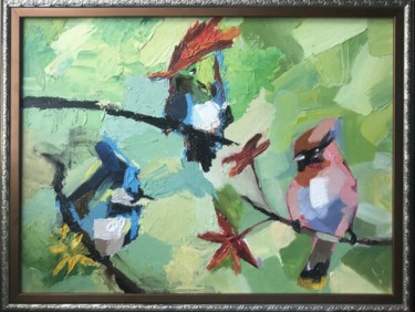 Картина под названием "Птицы" - Р.А., Подлинное произведение искусства, Масло