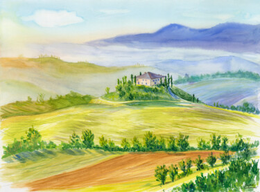 Peinture intitulée "Toscana Dream" par Sasha Solomon, Œuvre d'art originale, Aquarelle