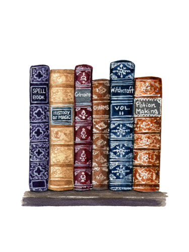 Pintura intitulada "Magic Books" por Sasha Solomon, Obras de arte originais, Aquarela
