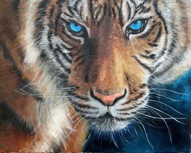 Pintura intitulada "Tiger" por Sasha Solomon, Obras de arte originais, Óleo