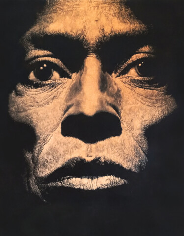 Schilderij getiteld "Miles Davis" door Sasho Violetov, Origineel Kunstwerk, Leer