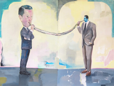 Картина под названием "Untitled (Two men)" - Sasho Violetov, Подлинное произведение искусства, Масло