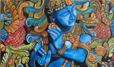 Pintura intitulada "Sr Krishna" por Jose Antonio Zafra López, Obras de arte originais, Óleo