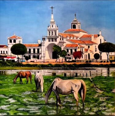 Картина под названием "Ermita del Rocío" - Jose Antonio Zafra López, Подлинное произведение искусства, Масло