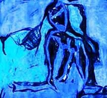 Peinture intitulée "Bleu je veux" par Saskia V, Œuvre d'art originale, Huile