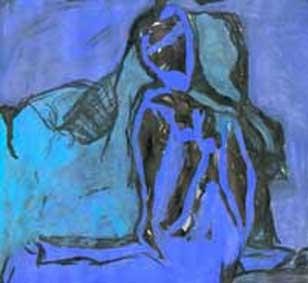 Peinture intitulée "Bleu je veux" par Saskia V, Œuvre d'art originale, Huile