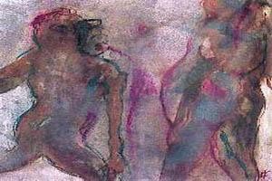 Peinture intitulée "Combat de centaures" par Saskia V, Œuvre d'art originale, Huile