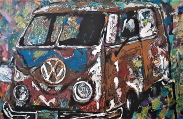 Schilderij getiteld "VW BUS" door Joe Cardinal, Origineel Kunstwerk, Acryl