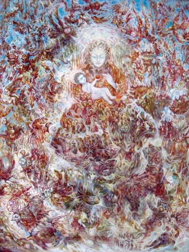 Pittura intitolato "Madonna.jpg" da Samvel Atasunts, Opera d'arte originale, Olio