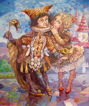 Painting titled "masquerade ball.jpg" by Samvel Atasunts, Original Artwork, Oil