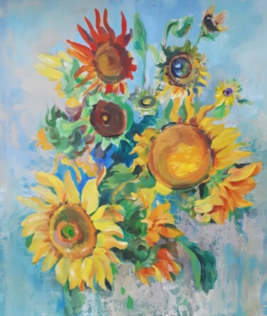 Peinture intitulée "Sunflowers" par Sateh, Œuvre d'art originale, Acrylique