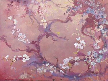 Картина под названием "Blossom corner" - Sateh, Подлинное произведение искусства, Масло