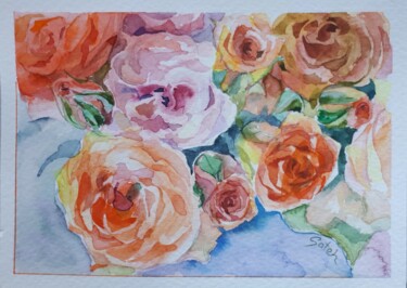Картина под названием "Rose" - Sateh, Подлинное произведение искусства, Акварель