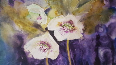 Peinture intitulée "Hellebores.." par Françoise Pinton Platen, Œuvre d'art originale, Aquarelle