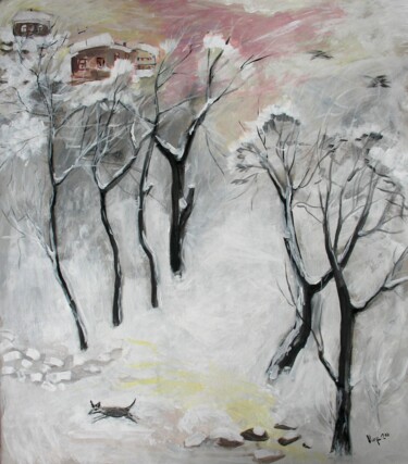 Painting titled "Winter in Armenia" by Satenik Hovhannisyan, Original Artwork, Acrylic