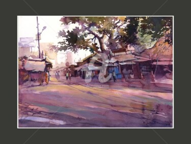 Painting titled "MarketStreet_Madurai" by Satheesh, Original Artwork