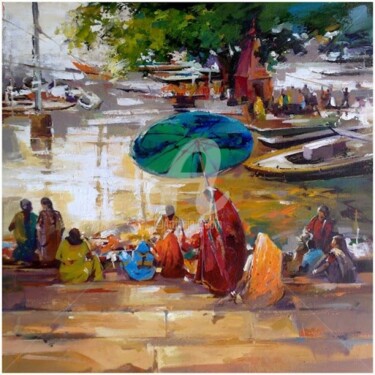 Painting titled "Varanasi_07" by Satheesh, Original Artwork, Oil