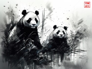 Peinture intitulée "Panda 5.2461 No. 5" par Satori No Michi, Œuvre d'art originale, Aquarelle