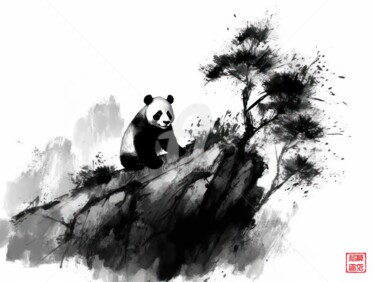 Painting titled "Panda 5.2461 No. 7" by Satori No Michi, Original Artwork, Watercolor