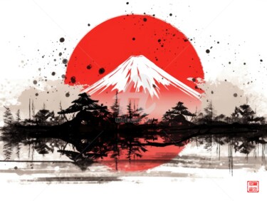 Pintura titulada "Mt. Fuji 5.2461 No.…" por Satori No Michi, Obra de arte original, Acuarela