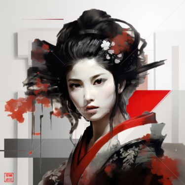 Pintura intitulada "Geisha 5.2461 No. 1" por Satori No Michi, Obras de arte originais, Aquarela