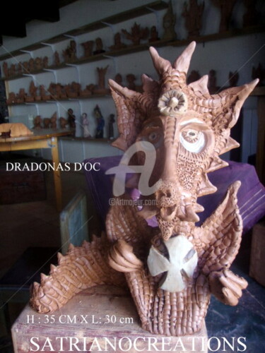 Sculpture intitulée "DRAGONAS" par Satrianocreations, Œuvre d'art originale, Céramique
