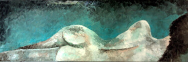 Painting titled "Rêve Bleu" by Satyä (Daniele Boutier), Original Artwork, Oil Mounted on Wood Stretcher frame