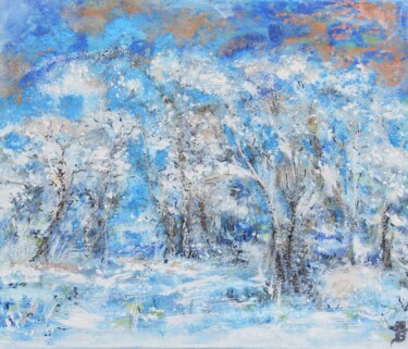 Malerei mit dem Titel ""Winterzauberwald" I" von Satyam Art, Original-Kunstwerk, Acryl